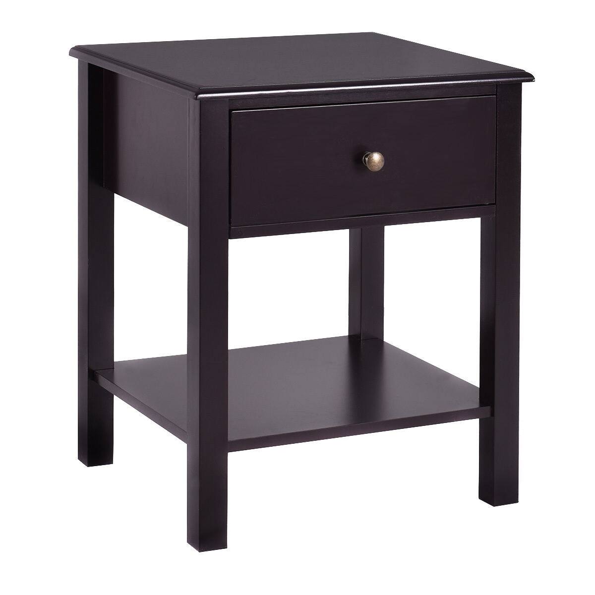 Alt View 12. Costway - End Table Nightstand Storage Display Furniture Drawer Shelf Beside - Brown.
