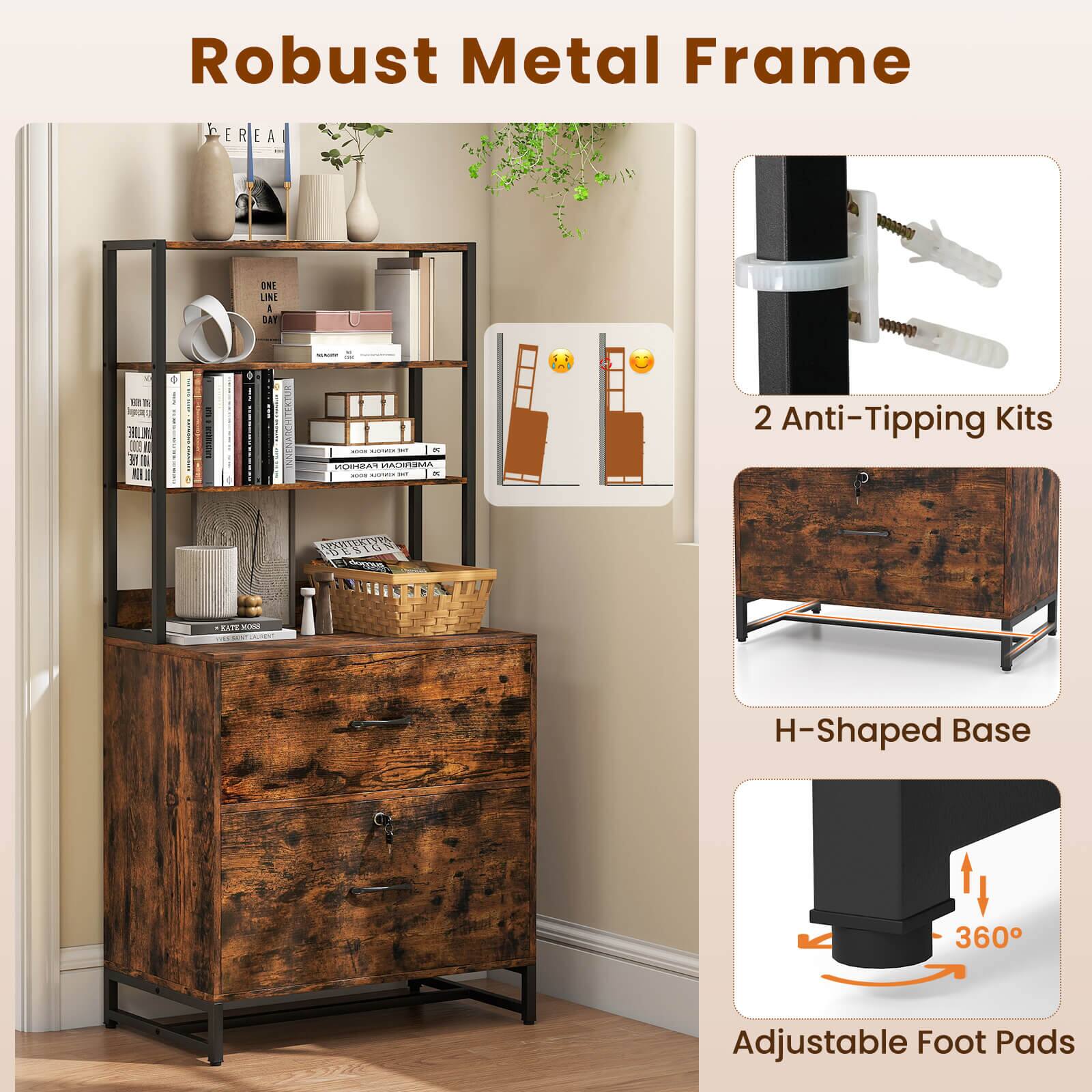 Robust Metal Frame

2 Anti-Tipping Kits

H-Shaped Base

Adjustable Foot Pads