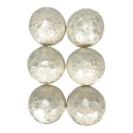Things2Die4 - Set of 6 Capiz Shell Deco Spheres 4" Iridescent Decorative Balls - White
