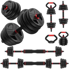 FED Fitness - Adjustable dumbbell set,70lbs Free Weights set with upgraded nut, 5 in 1 Weight Set Used as Kettlebells, Push up Stand - Black