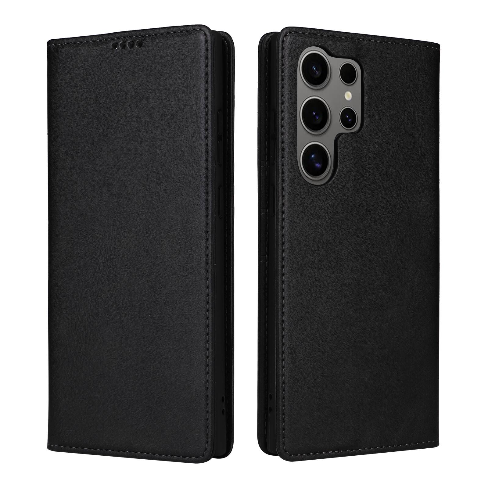Alt View 2. Dteck - Case for Samsung Galaxy S25 Ultra,Wallet Case with Card Holder for Women Men,Shockproof PU Leather Flip Kickstand Cover - Black.