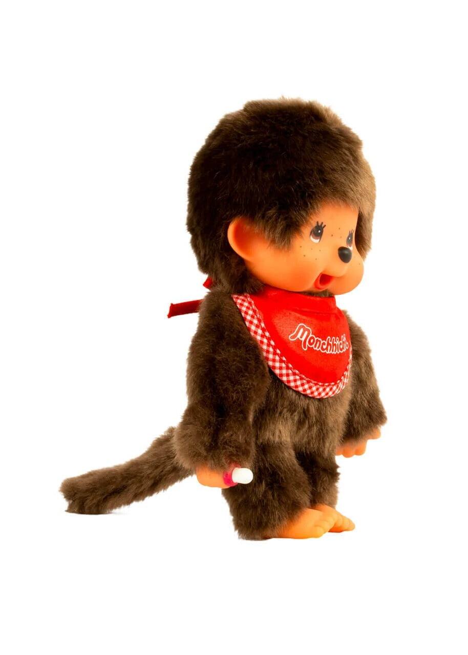 Alt View 1. Monchhichi - Monchhichi Classic Plush Toy - Boy Red Bib.