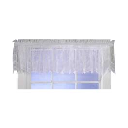 Commonwealth Home Fashions - Commonwealth Habitat Mona Lisa Jacquard Scalloped Lace Tailored Valance - 56x15" - White