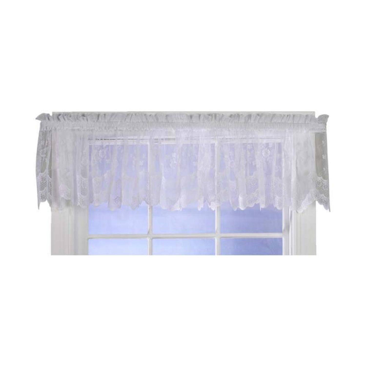 Front. Commonwealth Home Fashions - Commonwealth Habitat Mona Lisa Jacquard Scalloped Lace Tailored Valance - 56x15" - White - White.