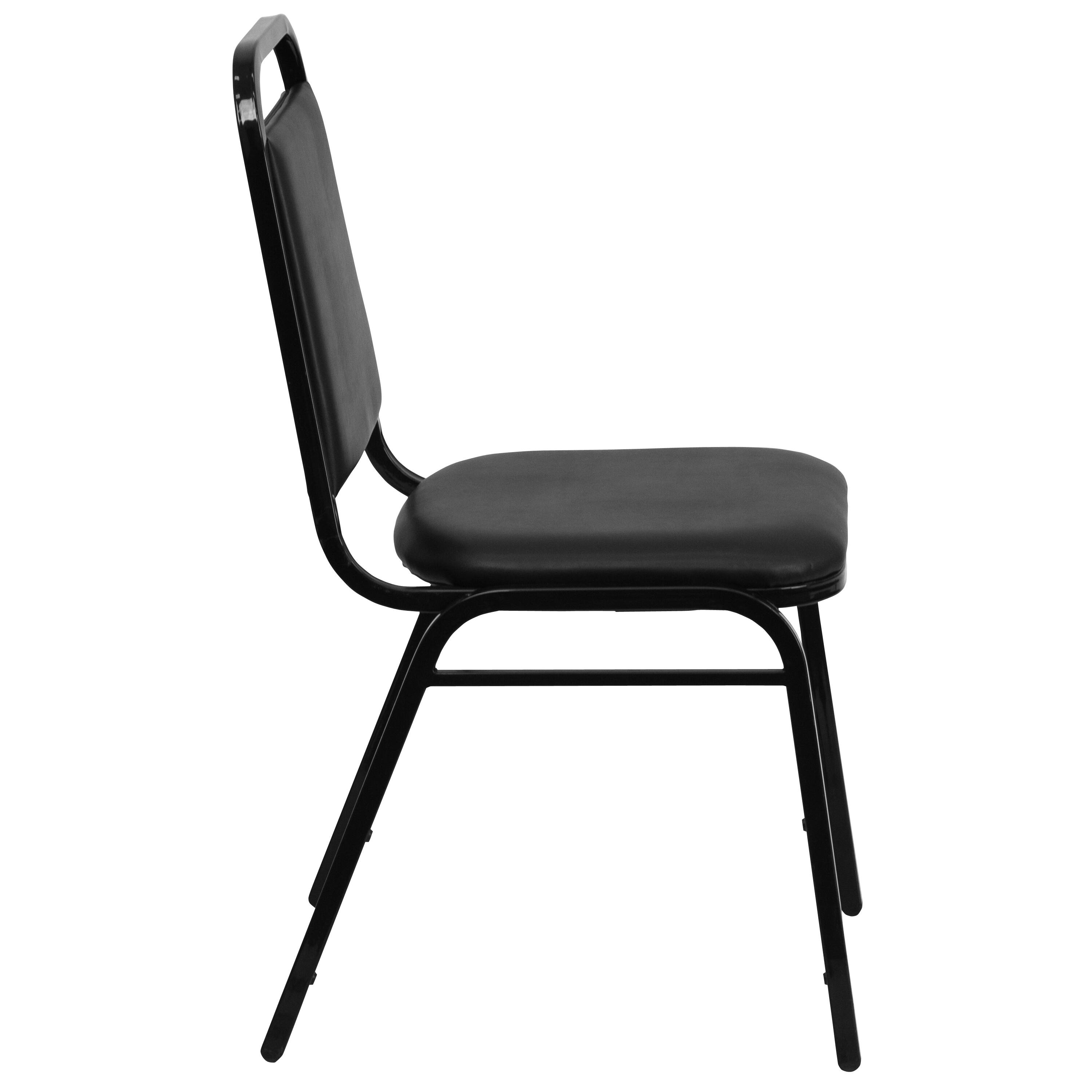 Alt View 16. Alamont Home - Hercules 4PK Trapezoidal Back Stacking Banquet Chair in Black Vinyl with 1.5" Thick Seat - Black Vinyl/Black Frame.