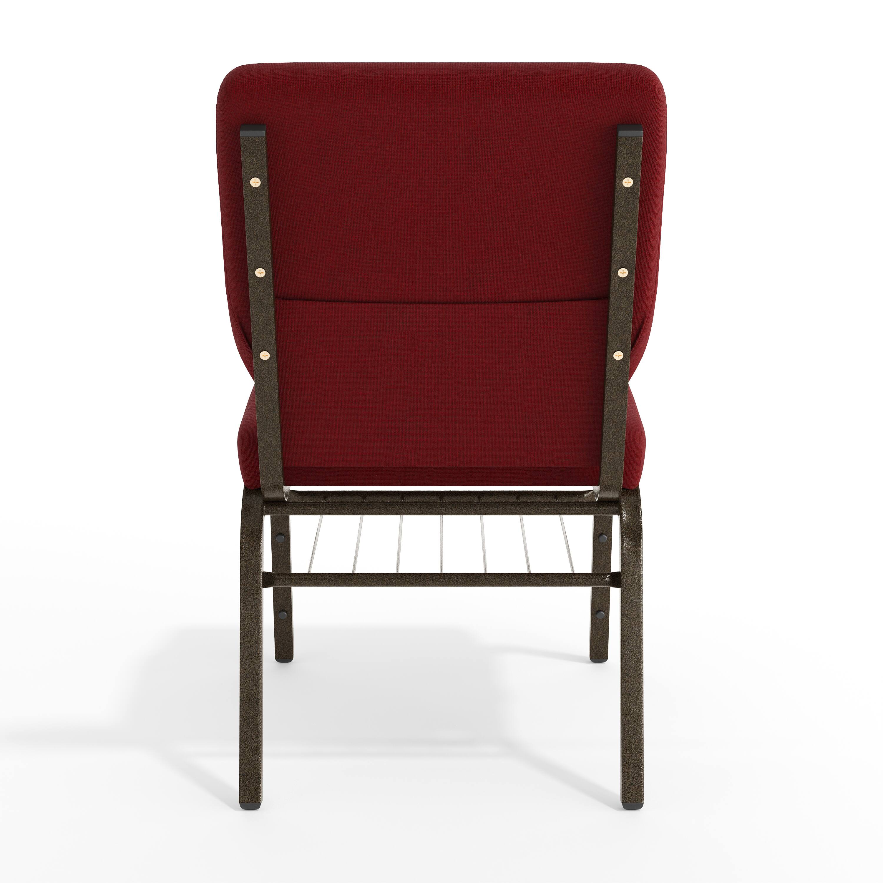 Alt View 7. Emma + Oliver - 18.5"W Church/Reception Guest Chair with Book Rack - Burgundy Fabric/Gold Vein Frame.