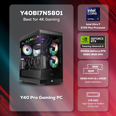 iBUYPOWER Y40 Gaming Desktop PC Intel Core Ultra 7 270K Plus iBUYPOWER Y40 Gaming Desktop PC Intel Core Ultra 7 270K Plus