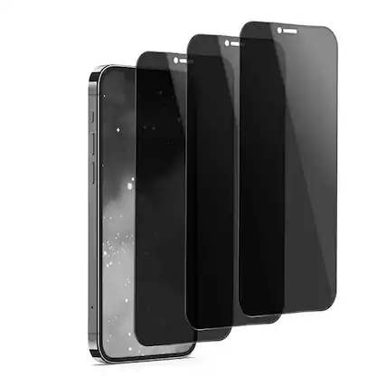 Front. Qixxronics - 3pack Glass Screen Protector Designed for iPhone 12 mini 5.4 Inch Tempered Glass - Black.