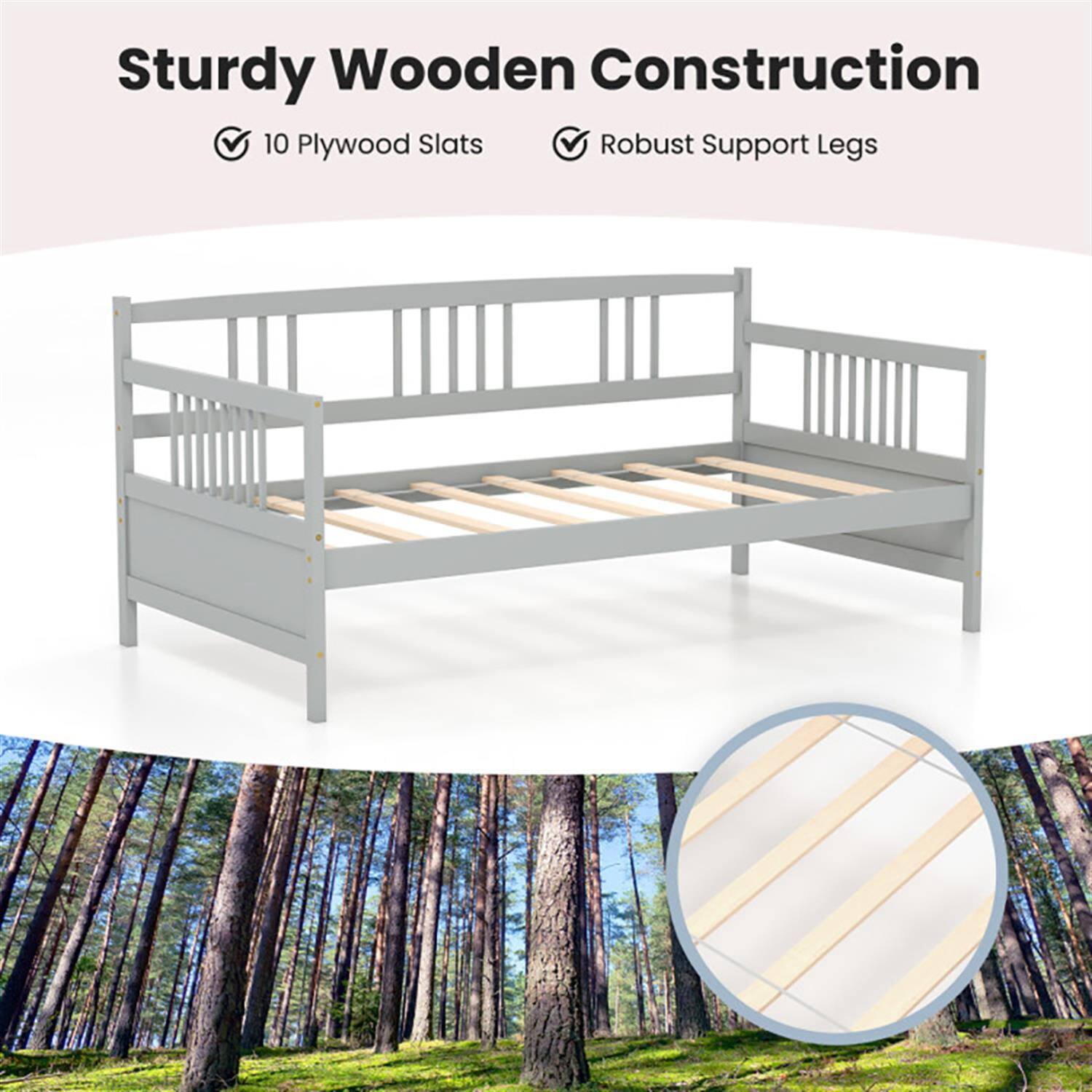 Sturdy Wooden Construction  
✓ 10 Plywood Slats  
✓ Robust Support Legs