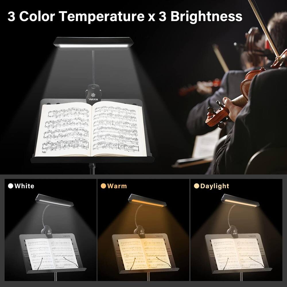 3 Color Temperature x 3 Brightness

- White
- Warm
- Daylight