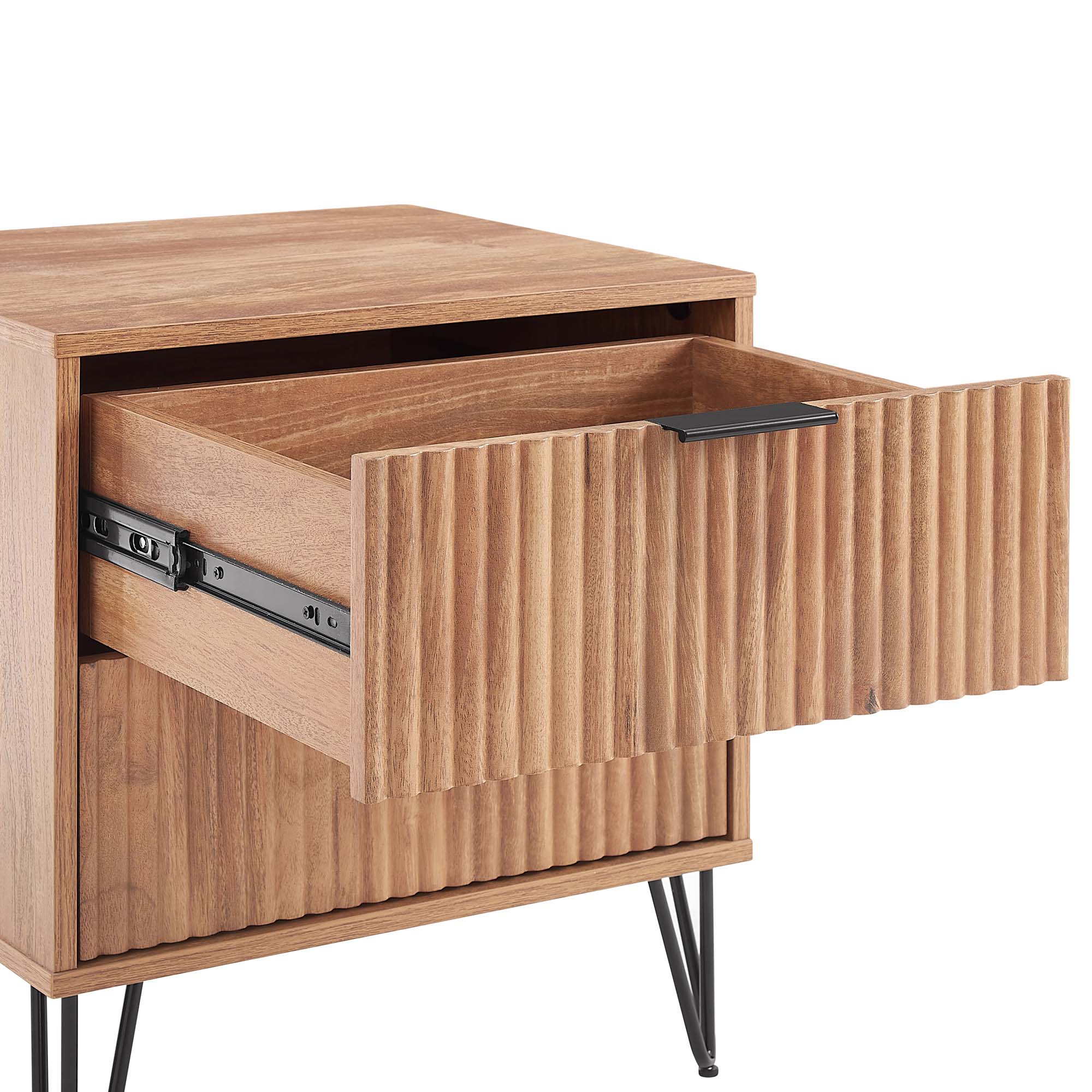 Alt View 1. Manhattan Comfort - Dumbo Modern 20" Fluted Nightstand - Golden Brown.