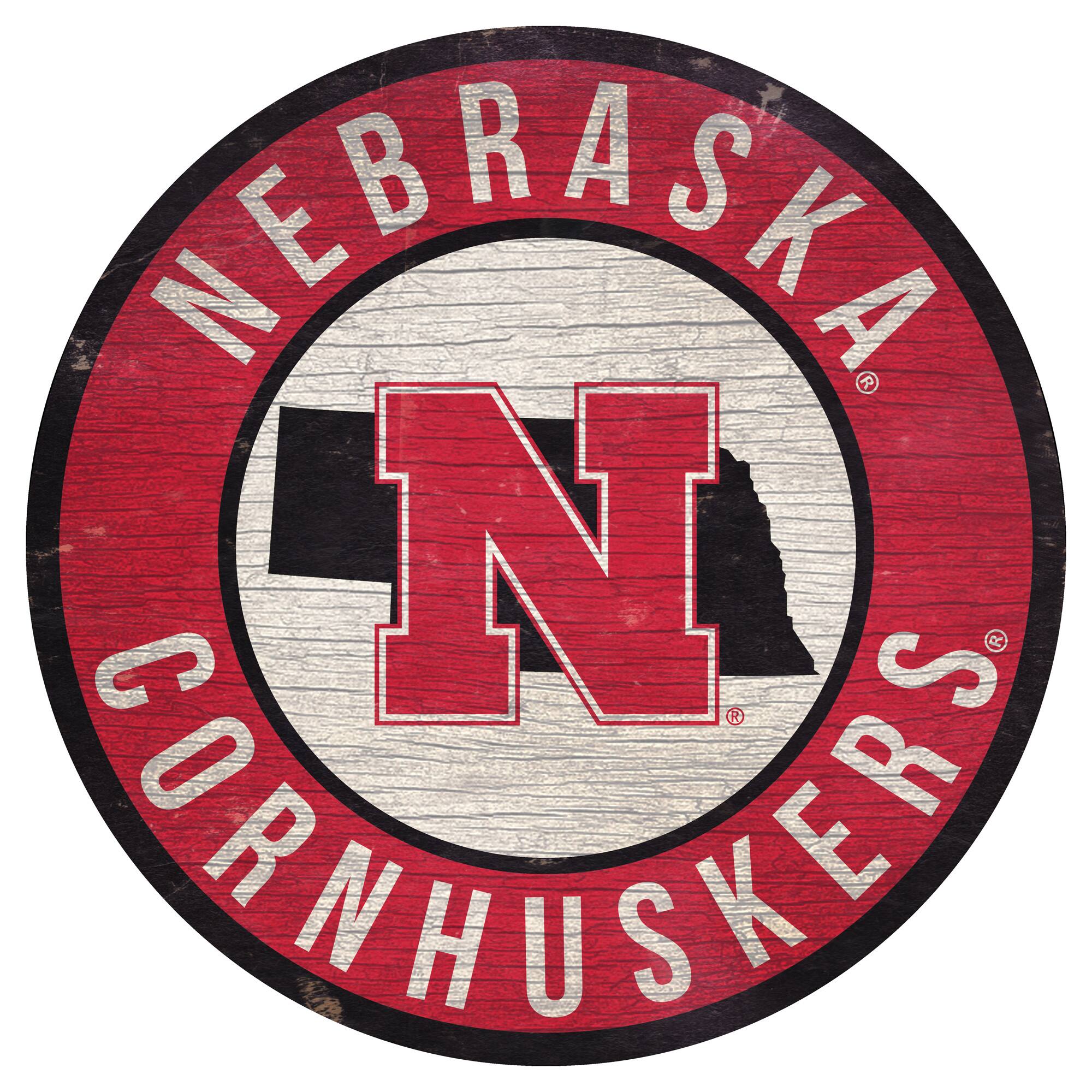Nebraska Huskers 12'' x 12'' State Circle Sign