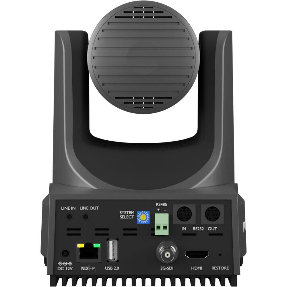 LINE IN LINE OUT  
SYSTEM SELECT  
DC 12V  
NDI xC  
USB 2.0  
3G-SDI  
HDMI  
RESTORE  
RS485 IN  
RS232 OUT