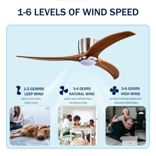 1-6 LEVELS OF WIND SPEED

1-2 GEARS
LEEP WIND
GENTLE SOOTHING, SILENT SLEEP

3-4 GEARS
NATURAL WIND
QUIET AND COMFORTABLE AIR CIRCULATION

5-6 GEARS
HIGH WIND
GET RID OF THE SWELTERING HEAT, COOL AND COMFORTABLE