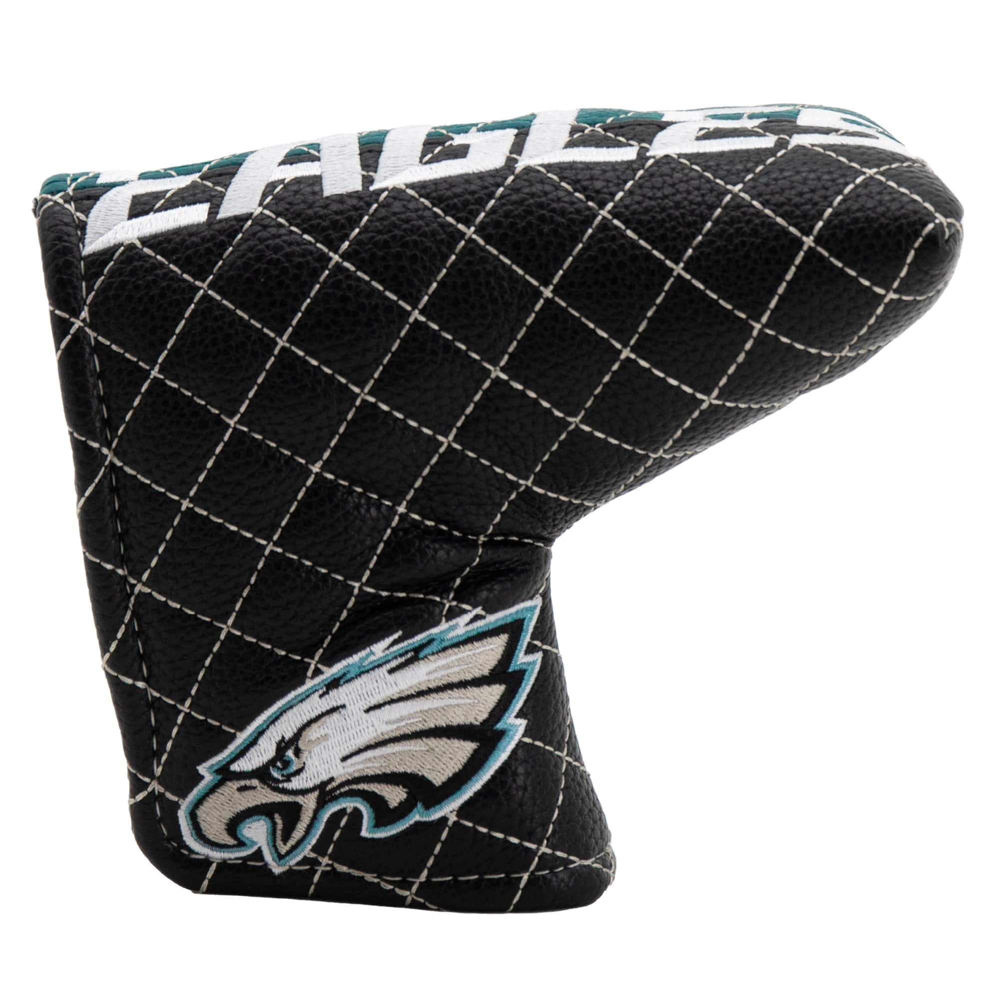 Front. Team Golf - Philadelphia Eagles Quilted Blade Putter Cover - Multicolor.