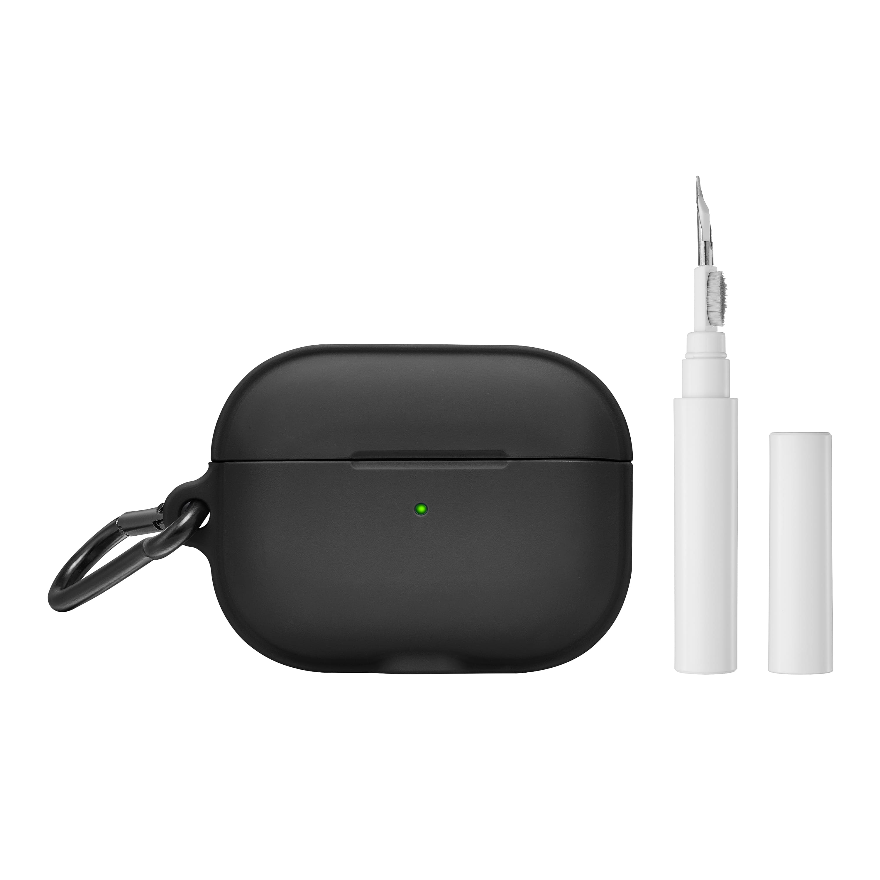 Front. Insignia™ - Case + Cleaning Tool for Apple AirPods Pro 1st and 2nd Generation - Black.