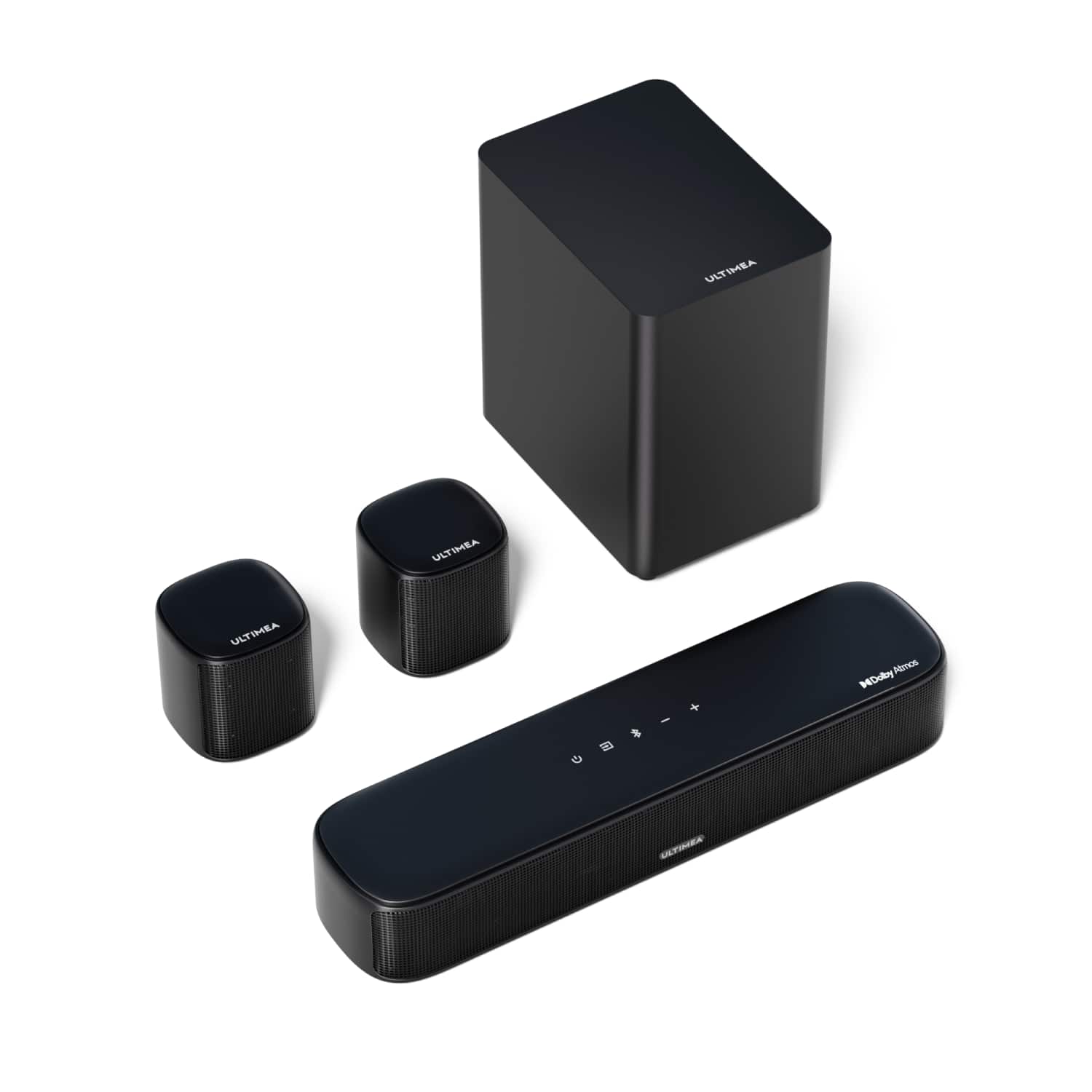 Ultimea - Aura A50 Pro 5.1ch Sound Bar with Dolby Atmos, Subwoofer & 2 Surround Speakers, App Control - Black