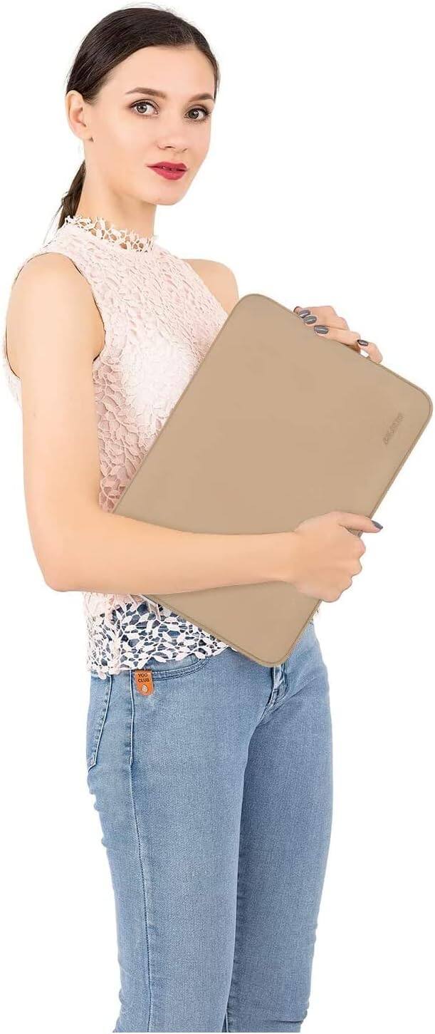 Alt View 1. mosiso - 13-13.3 inch Laptop Sleeve Bag for MacBook Air Pro 13 14 HP Dell ASUS Lenovo, Neoprene Computer Sleeve with Small Case - Apricot.