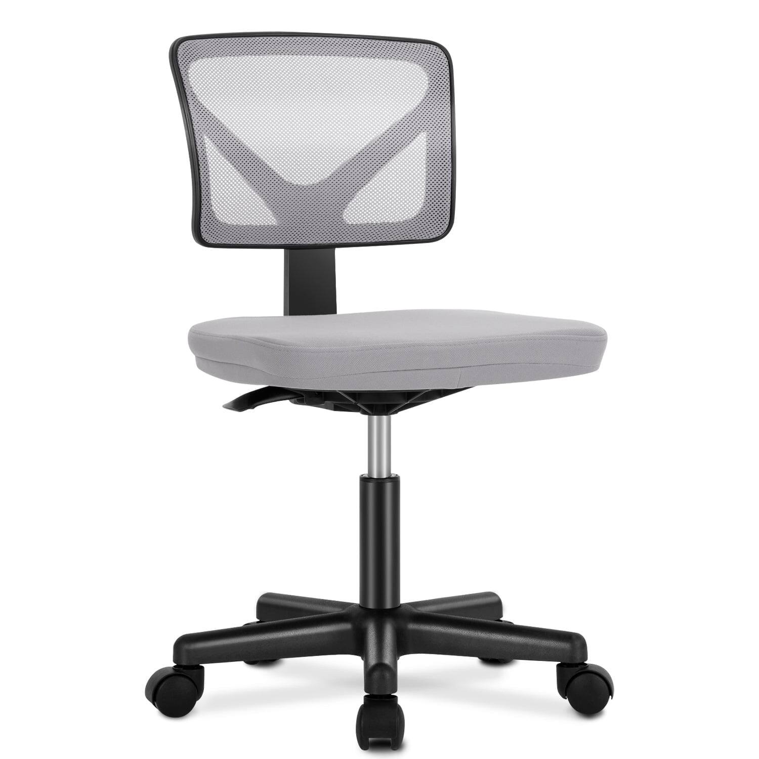Angle. AOITUN - Home Office Desk Chair, Armless Mesh Computer Chair Small Space Swivel Adjustable Low Back Task Chair for Teens/Adults - Gray.