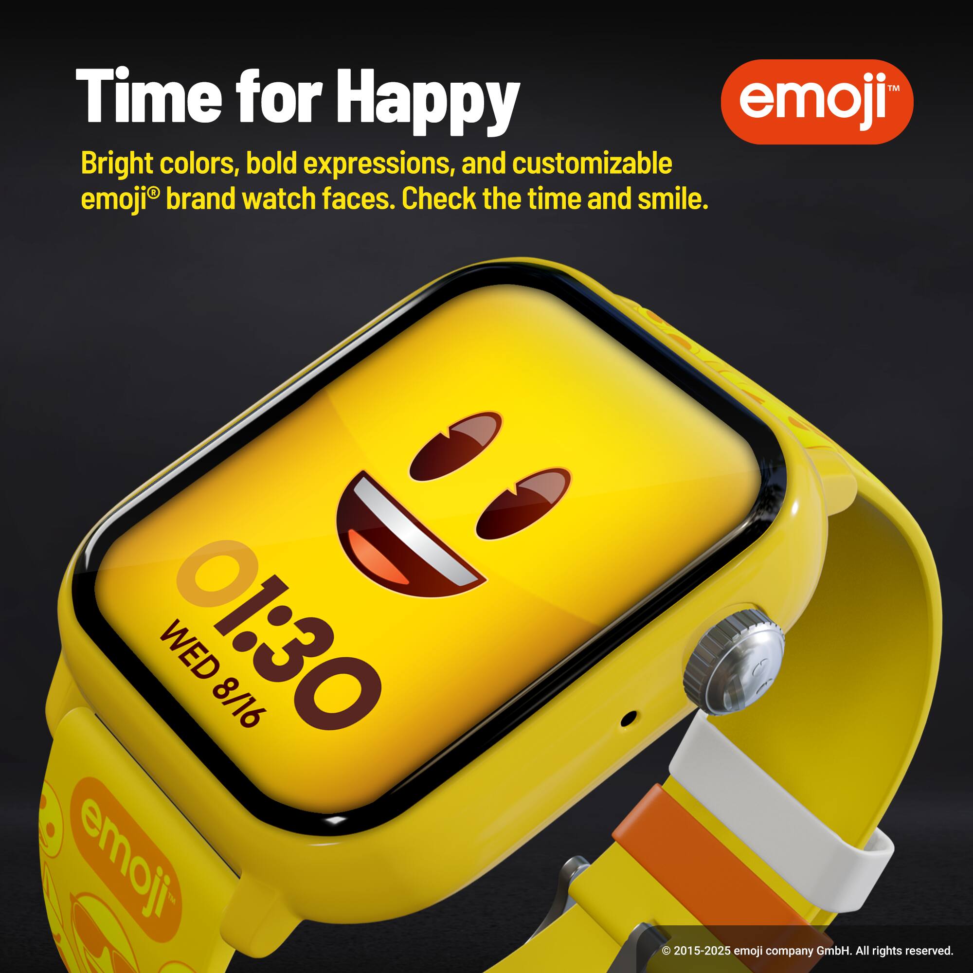 Time for Happy

Bright colors, bold expressions, and customizable emoji® brand watch faces. Check the time and smile.

WED 01:30 8/16

© 2015-2025 emoji company GmbH. All rights reserved.