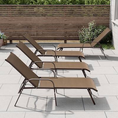 Alt View 4. Crestlive Products - Crestlive Products Set of 2 Stackable Aluminum Frame Adjustbale Chaise Lounge Chair - Brown.