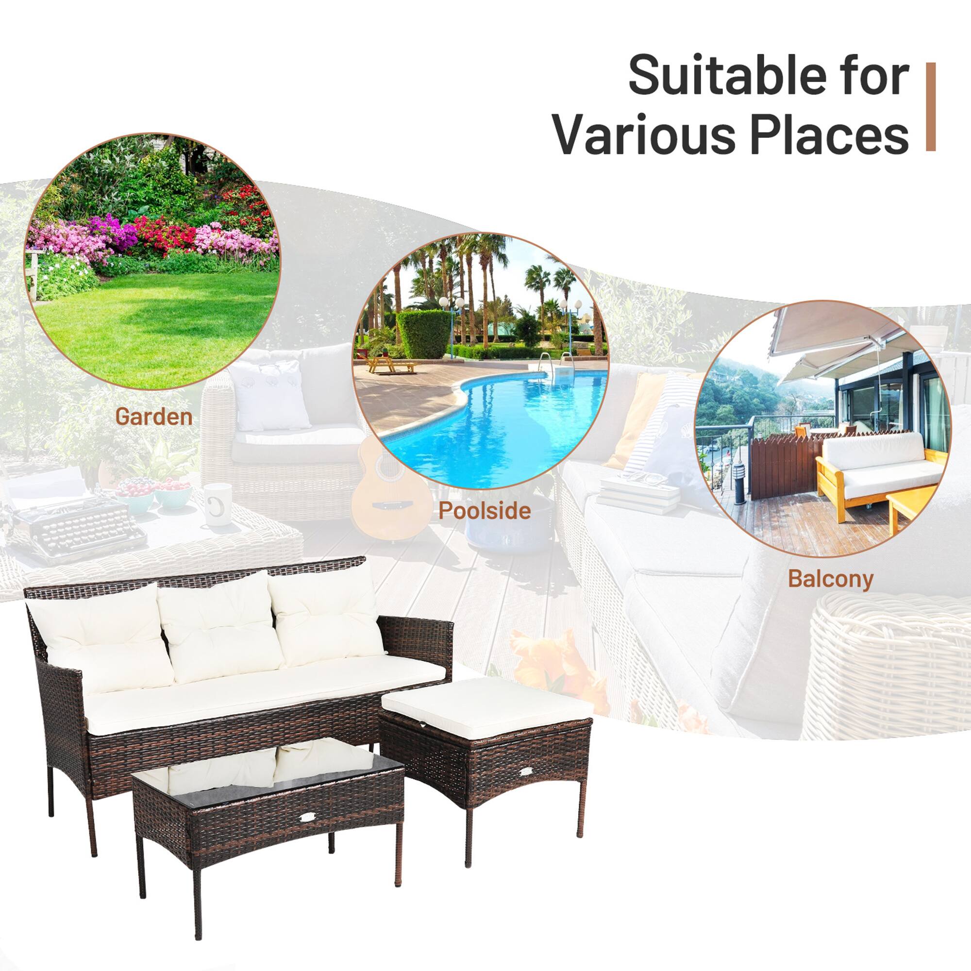 Suitable for Various Places
Garden
Poolside
Balcony