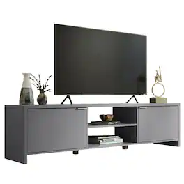 Madesa - TV Stand Large Media Console with Cable Management 70"L Media Storage - Gray
