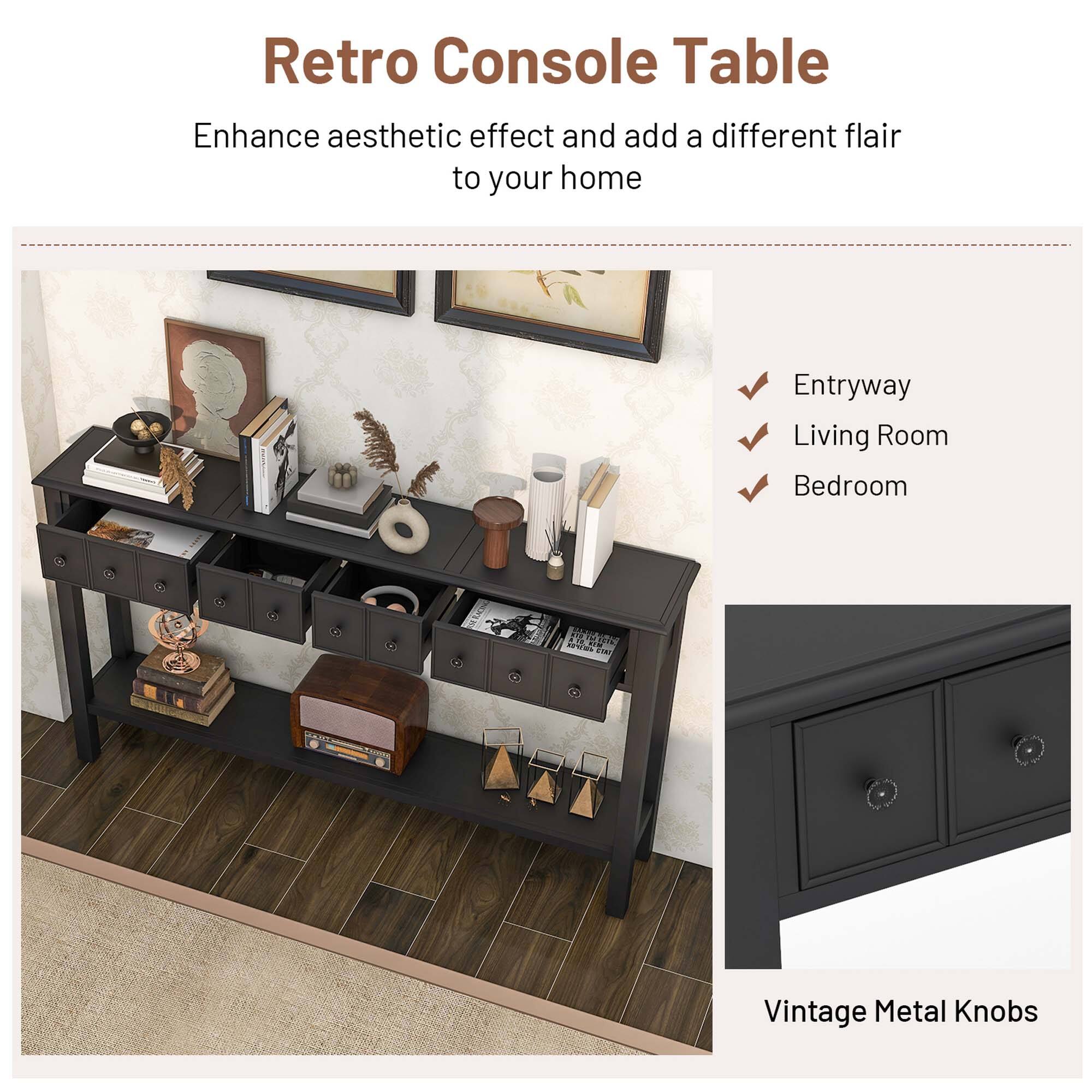 Retro Console Table

Enhance aesthetic effect and add a different flair to your home

- Entryway
- Living Room
- Bedroom

Vintage Metal Knobs