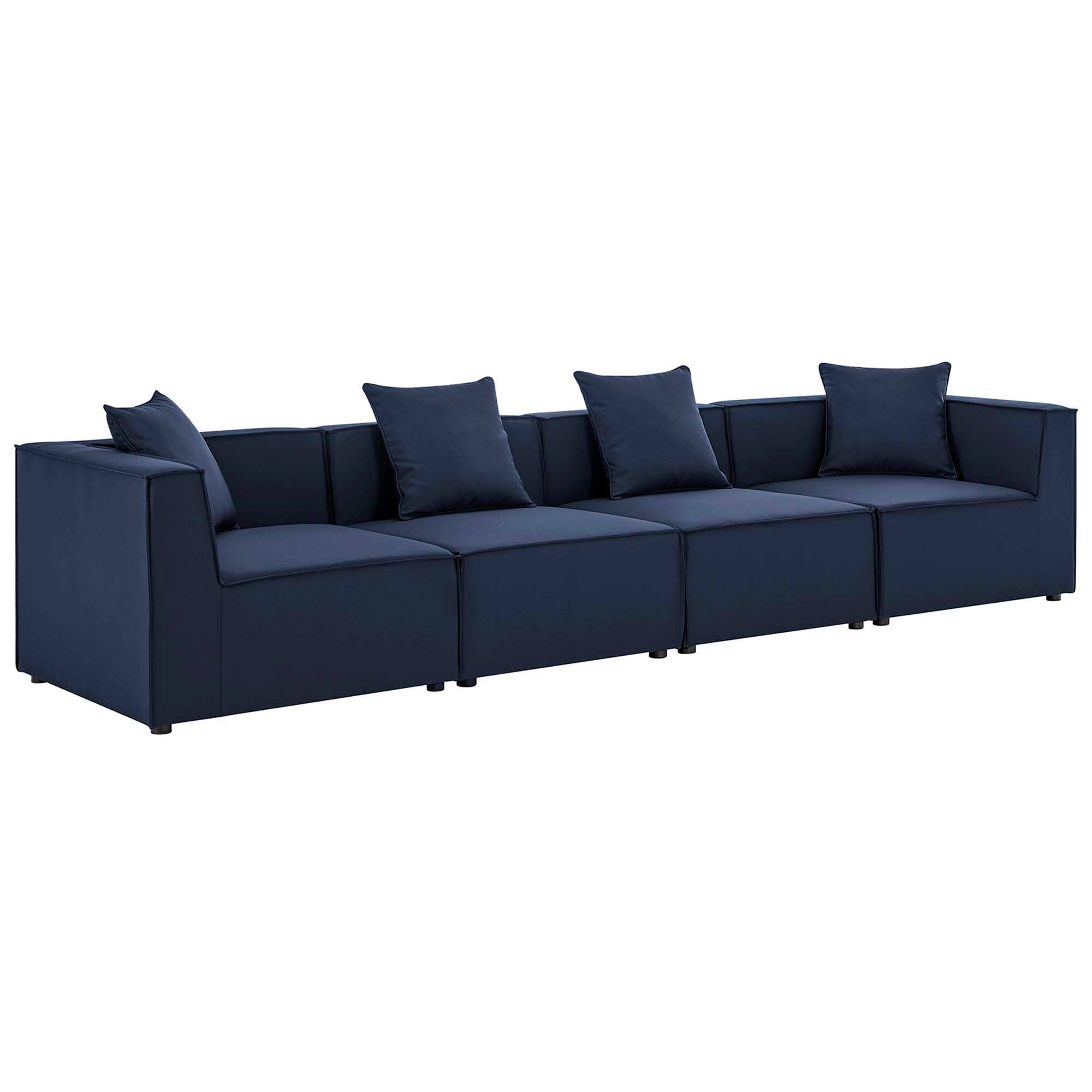 Angle. Modway - Saybrook 4-Piece Outdoor Patio Upholstered Sectional Sofa by Modway - Navy.