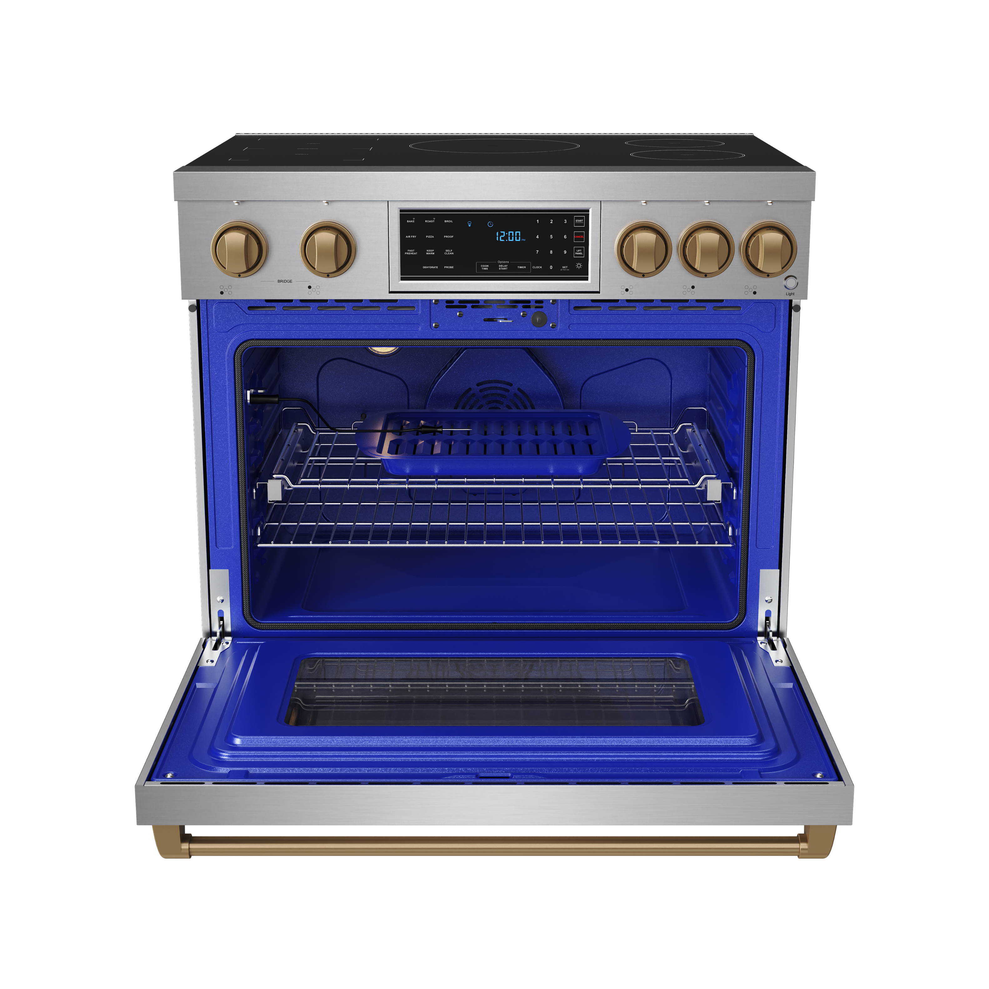 Alt View 1. Thor Kitchen - Gordon Ramsay Series by Thor Kitchen 6.0 Cu. Ft Freestanding Induction Range with Bronze Hardware - Stainless steel.
