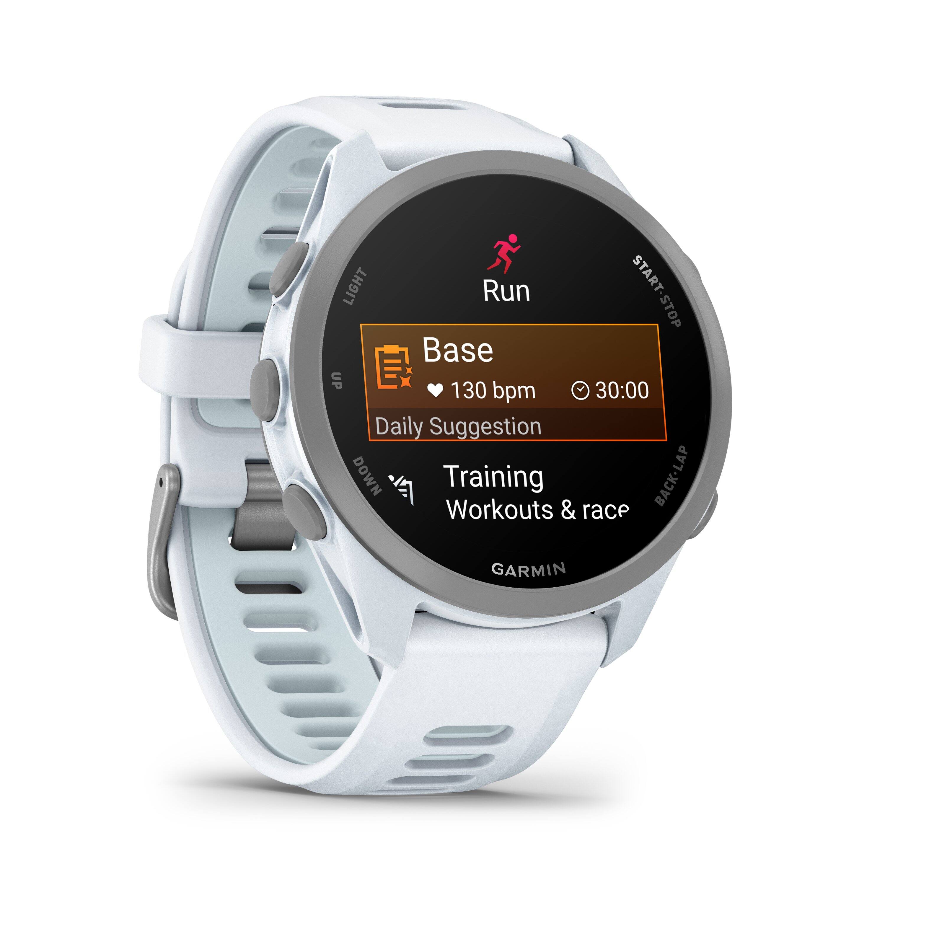 LIGHT  
Run  
START-STOP  
Base  
130 bpm  
30:00  
Daily Suggestion  
Training  
Workouts & race  
GARMIN