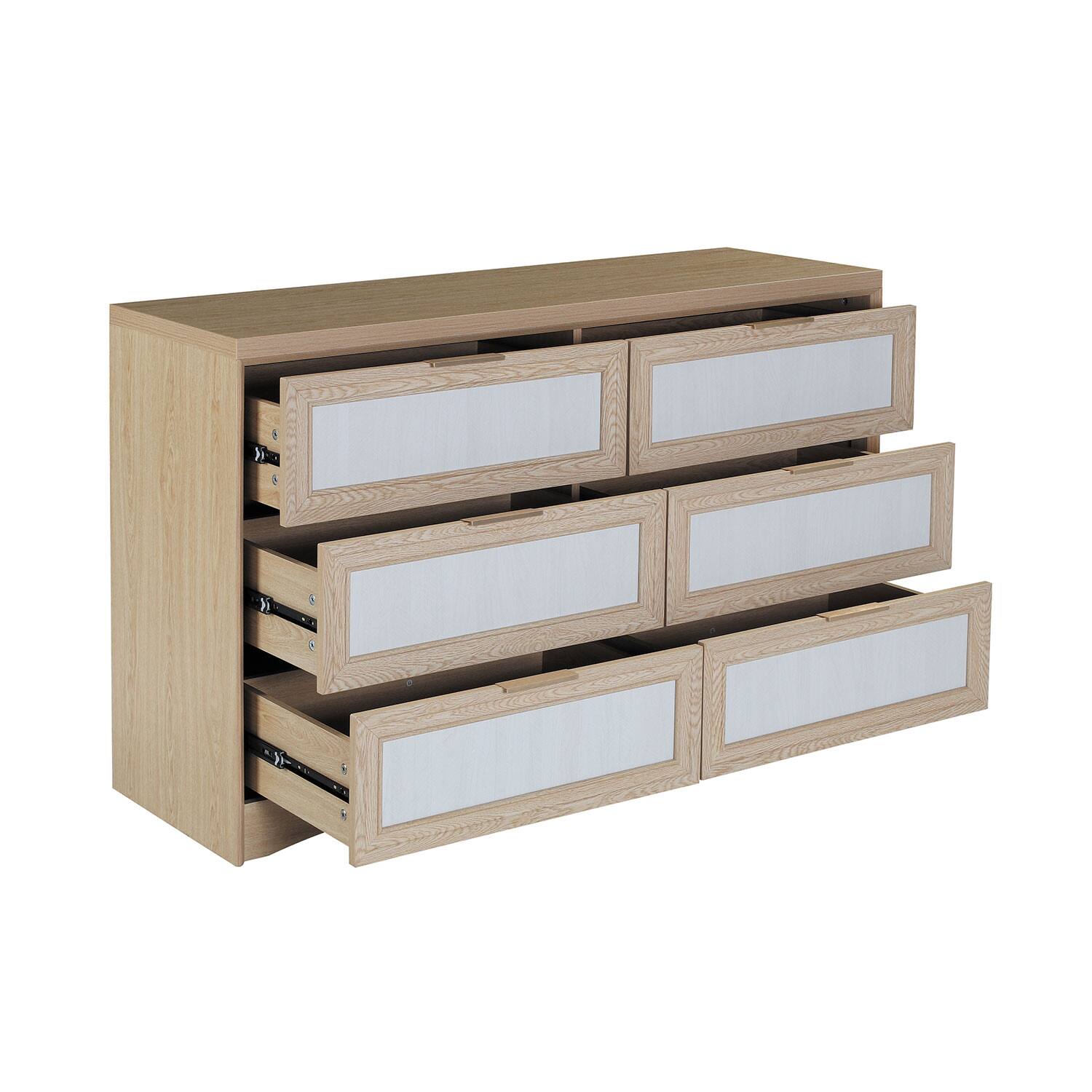 Alt View 1. Z-Edge - 6 Drawer Double Dresser for Bedroom - Natural.