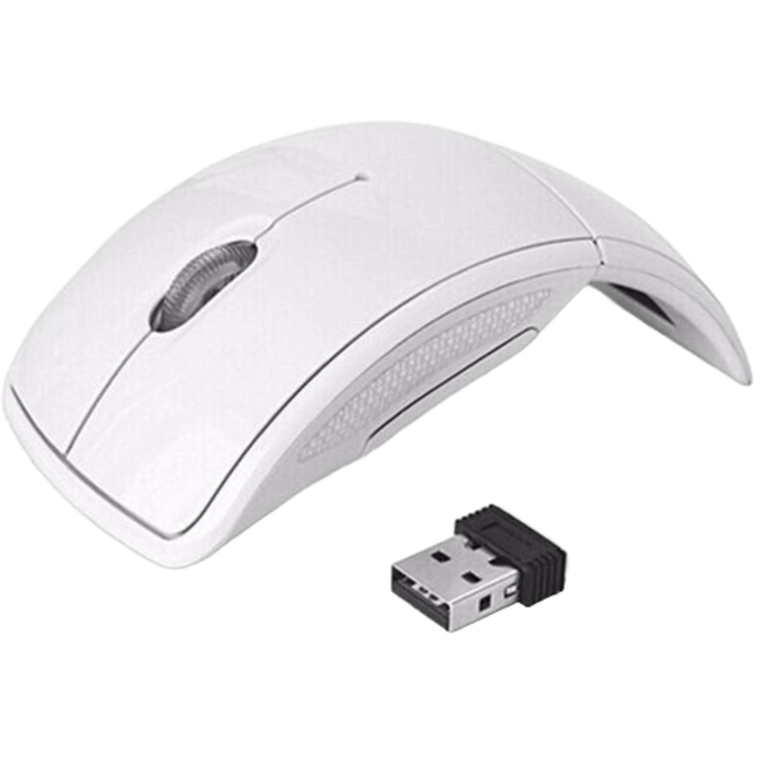 Left. Sanoxy - Sanoxy Wireless Foldable Arc Optical Mouse with USB Receiver (White) - White.