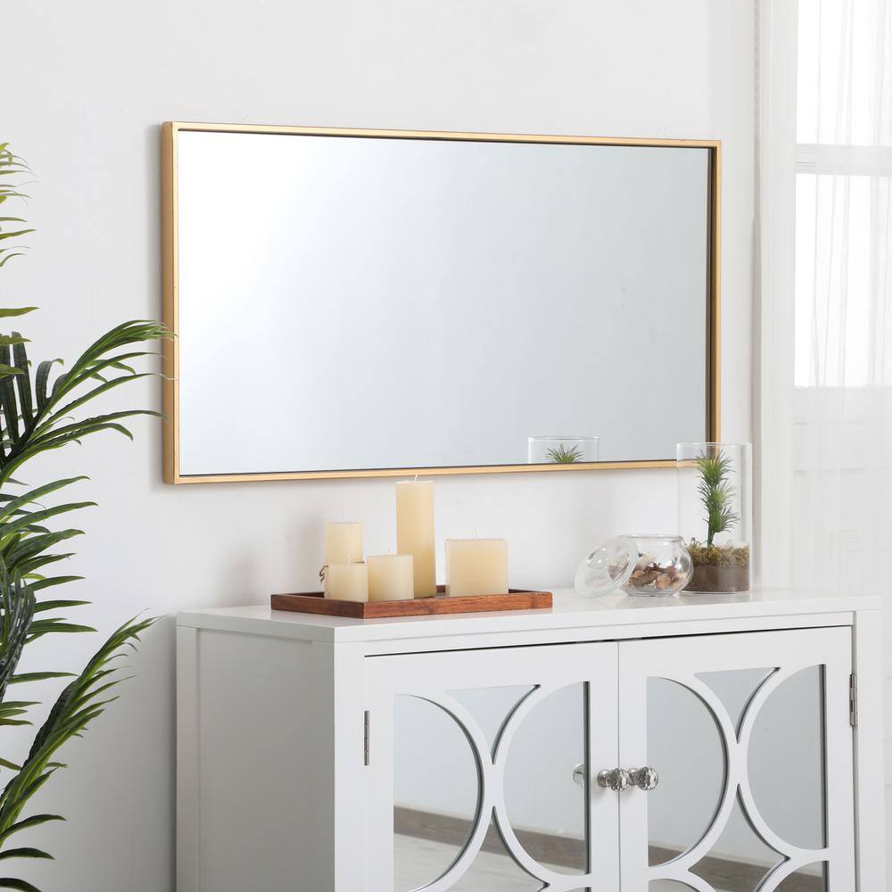 Alt View 9. Elegant Decor - Metal frame rectangle mirror 18 inch in Brass - Brass.