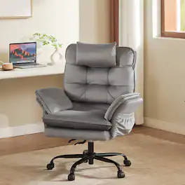 Bestier - Office Cross-Legged Chair with Ergonomic Headrest, Flip-up Armrest & Adjustable Backrset for Home Office - Gray