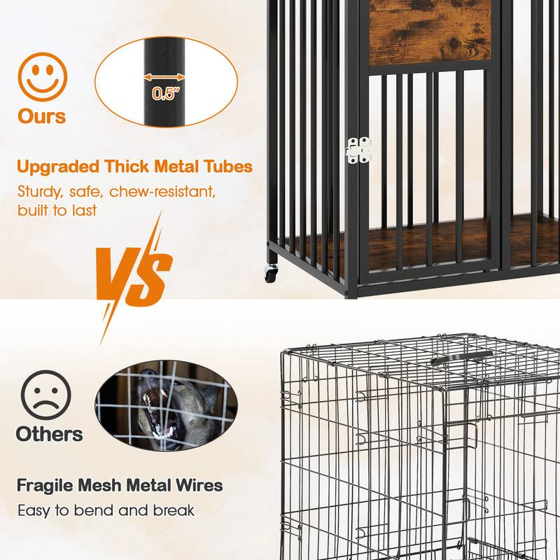 0.5" Ours Upgraded Thick Metal Tubes Sturdy, safe, chew-resistant, built to last VS 80 db Others Fragile Mesh Metal Wires Easy to bend and break