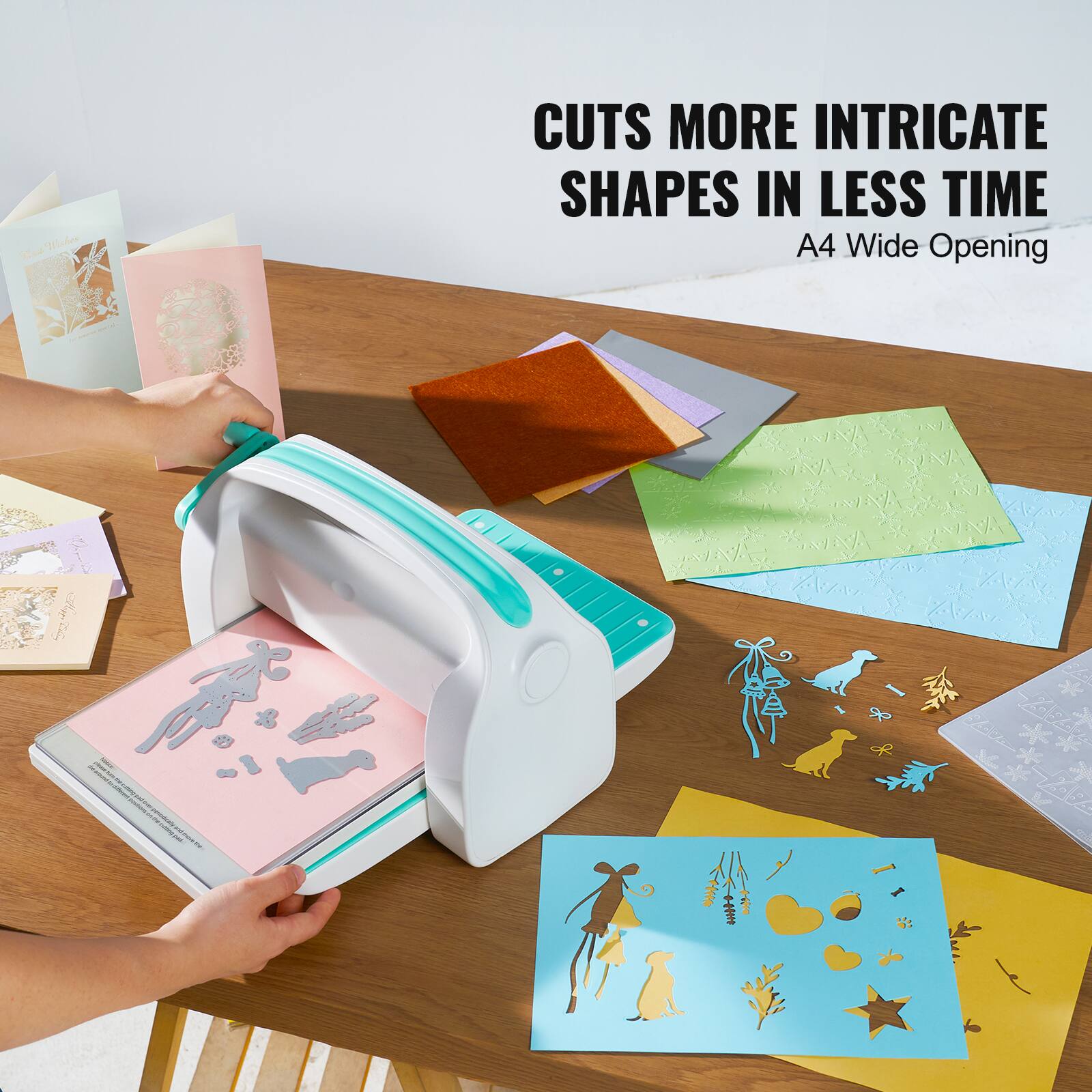 Cuts more intricate shapes in less time  
A4 Wide Opening