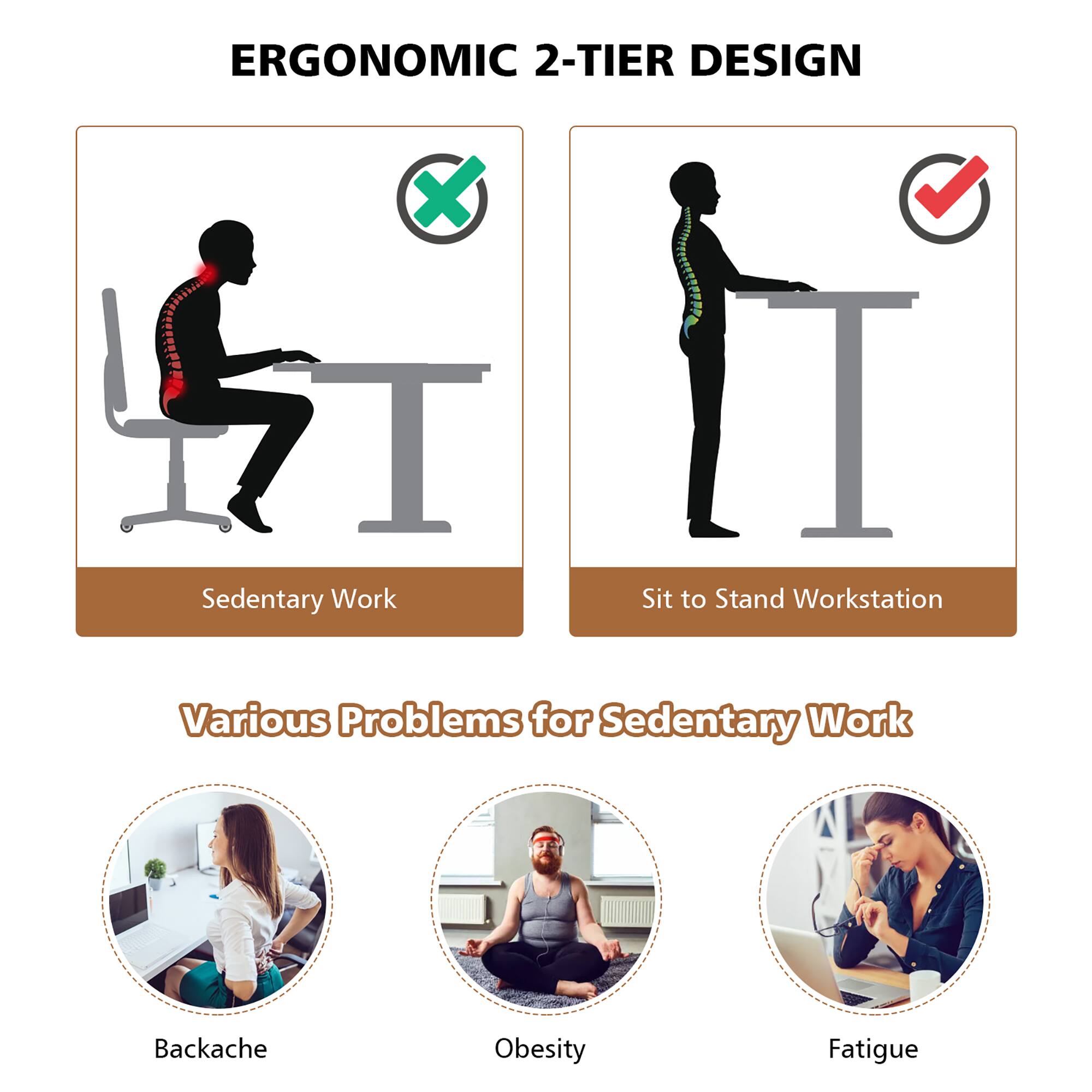 Ergonomic 2-Tier Design: Various Problems for Sedentary Work.