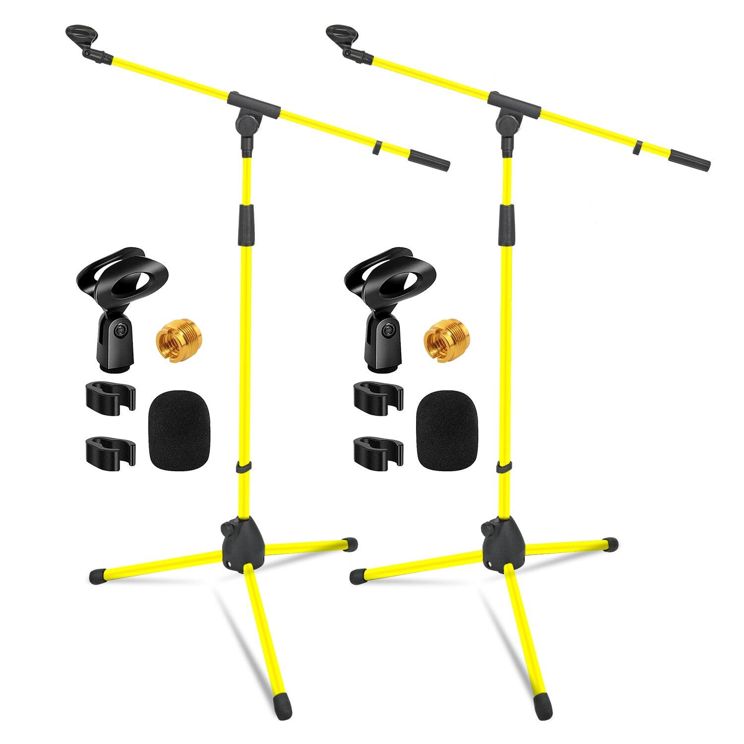 Front. 5 CORE - 5Core Tripod Mic Stand 2Pcs Adjustable Holder Floor Microphone Boom Arm-MS 080 YLW 2PC - Yellow.
