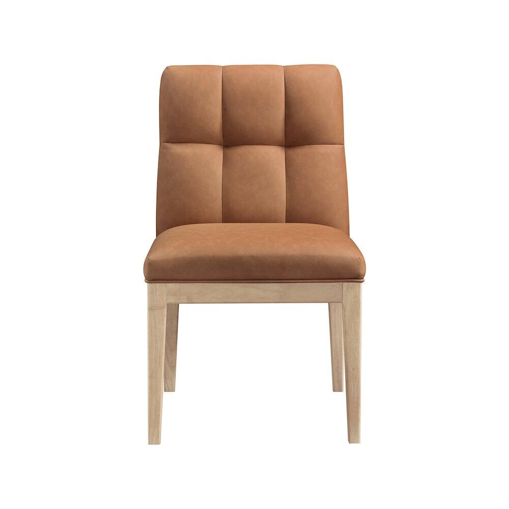Alt View 1. Meridian Furniture - Adrian Cognac Vegan Leather Dining Side Chair, Set of 2 - Brown.