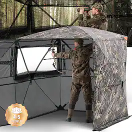 VEVOR - Hunting Blind, 4-5 Person See Through Ground Blinds with Carrying Bag, 360 Degree Portable Camouflage Tent - camouflage color