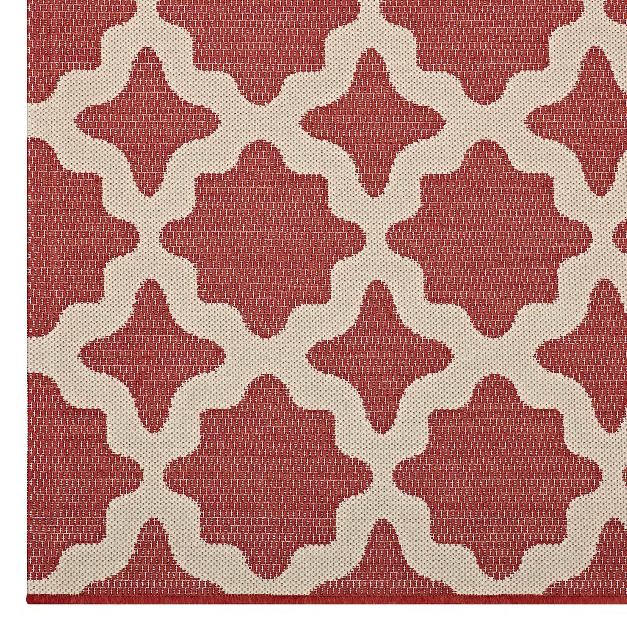 Alt View 1. Modway - Cerelia Moroccan Trellis Indoor and Outdoor Area Rug - Red and Beige.