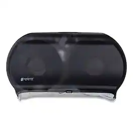 San Jamar - Twin 9" Jumbo Bath Tissue Dispenser, 12"H x 19"W x 5 1/4"D - Black Pearl