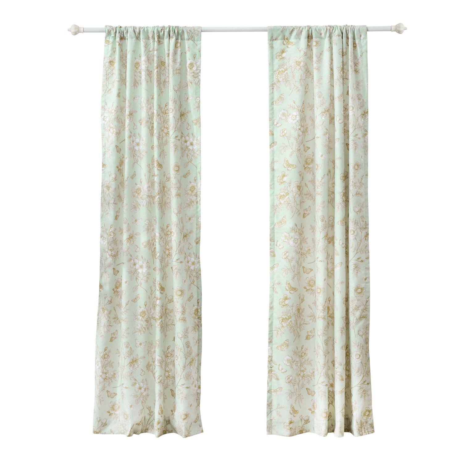 Front. Greenland Home Fashions - Greenland Home Fashions Olivia Light Filtering Semi Sheer 3" Rod Pocket Window Panel Pair 42" x 84" Mint - Mint.