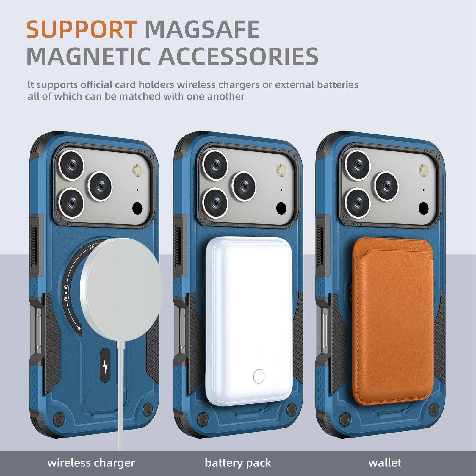 SUPPORT MAGSAFE MAGNETIC ACCESSORIES

It supports official card holders, wireless chargers, or external batteries, all of which can be matched with one another

wireless charger
battery pack
wallet