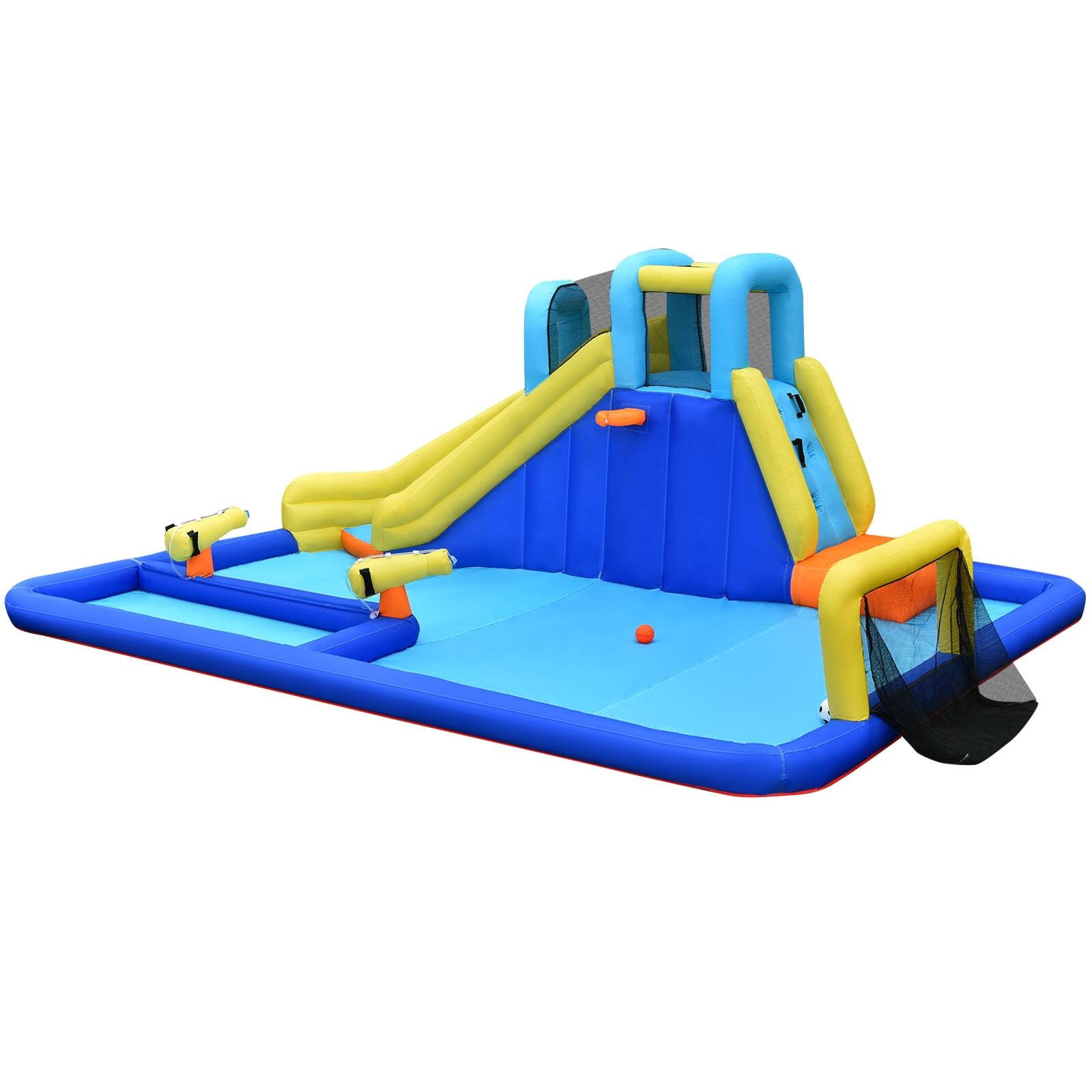 Front. Ecooso - 6-in-1 Inflatable Water Slide Jump House w/ Splash Features, No Blower.