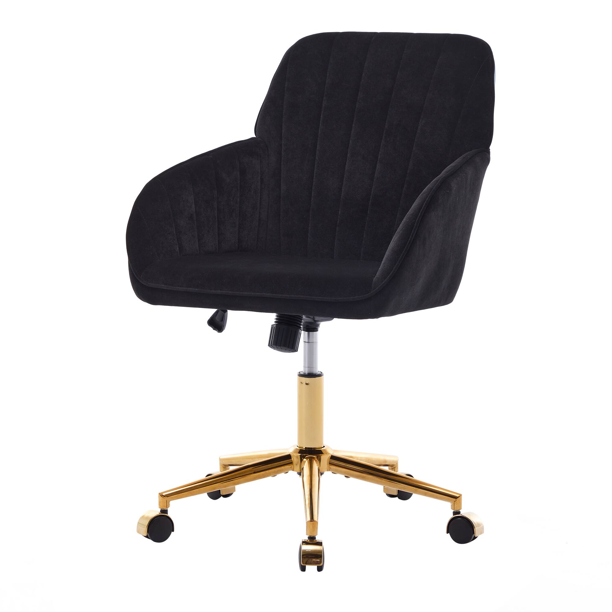 Back. GOODSILO - Adjustable Office Chair Ergonomic Swivel Chair Home Bedroom Comfortable - Black.