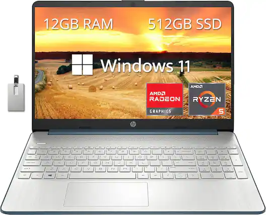 12GB RAM, 512GB SSD, Windows 11, AMD Radeon, Ryzen 5, Graphics, HP