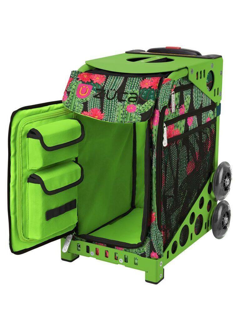 Back. Zuca - Zuca Desert Blossoms Sport Insert Bag and Green Frame with Flashing Wheels - Natural.