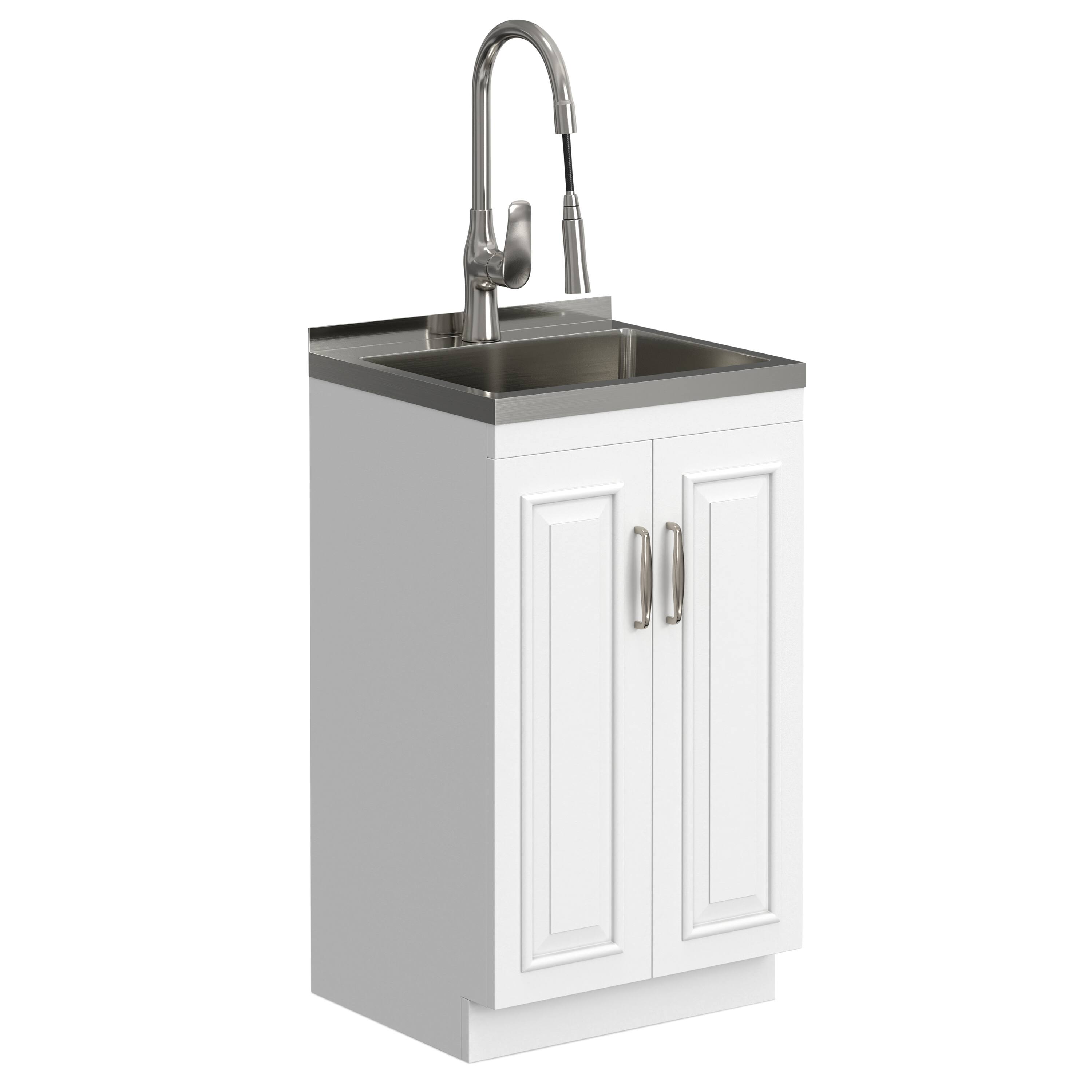 Alt View 4. Simpli Home - Darwin All-In-One 20-inch Laundry Utility Sink and Cabinet - Pure White.
